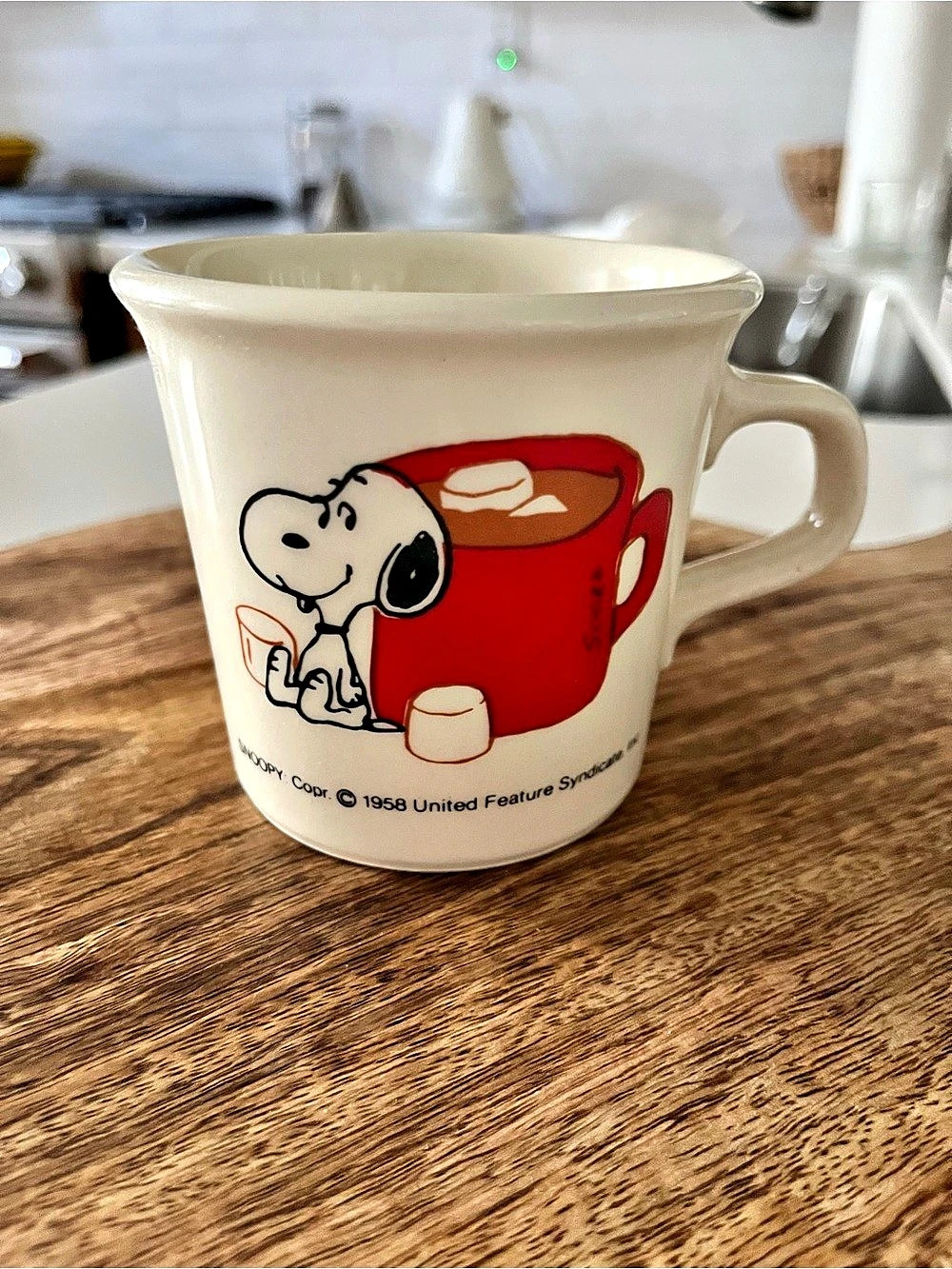 1958 vintage Peanuts Snoopy Red House Mug